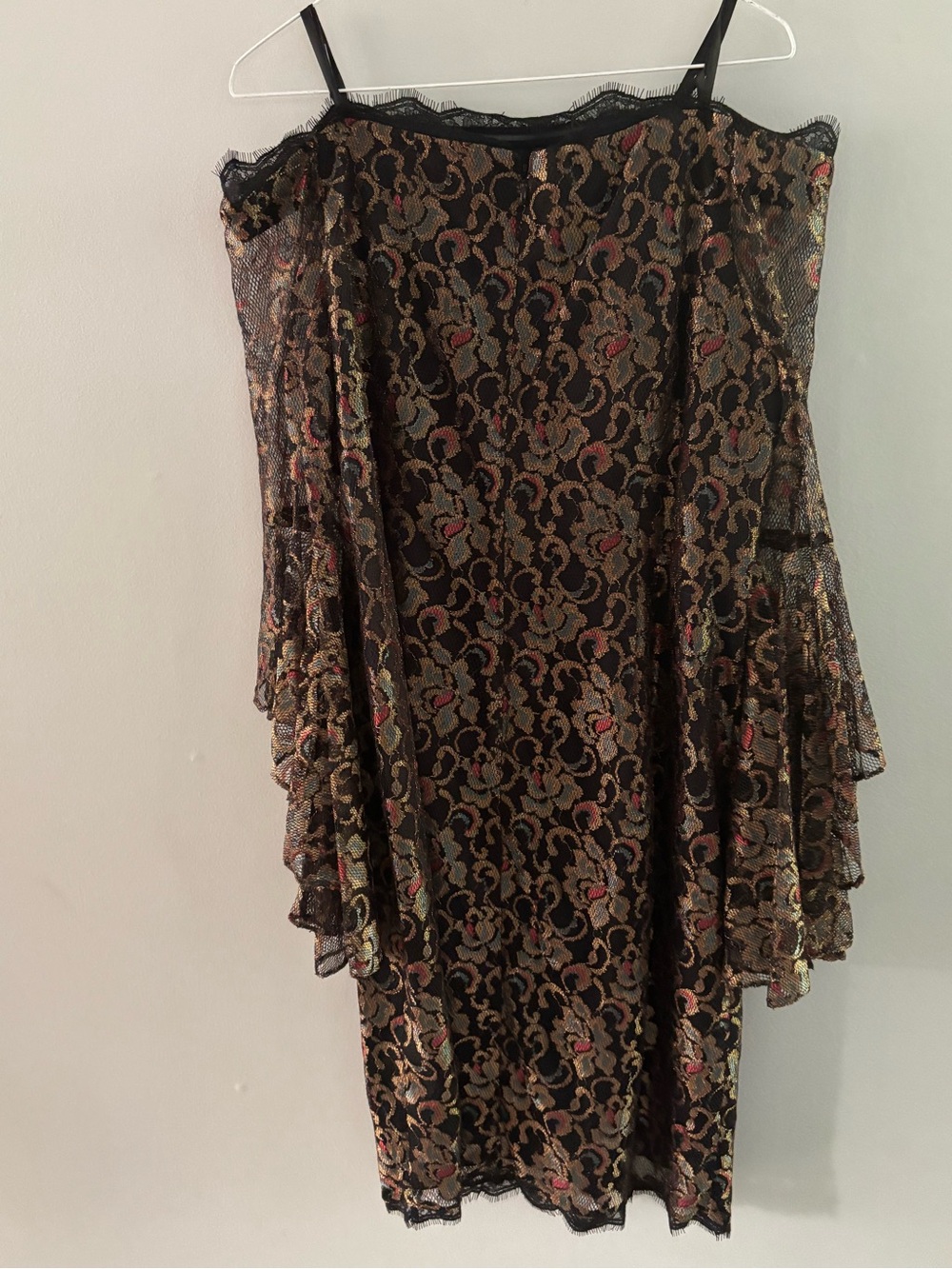 Adrianna Papell Cold Shoulder Dolman Sleeves Lace Overlay Cocktail Dress 14W
